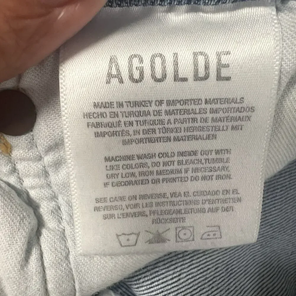AGOLDE Pinch Waist Stovepipe Jeans Denim Size 30 Super High Rise Blue A165b - Picture 15 of 15